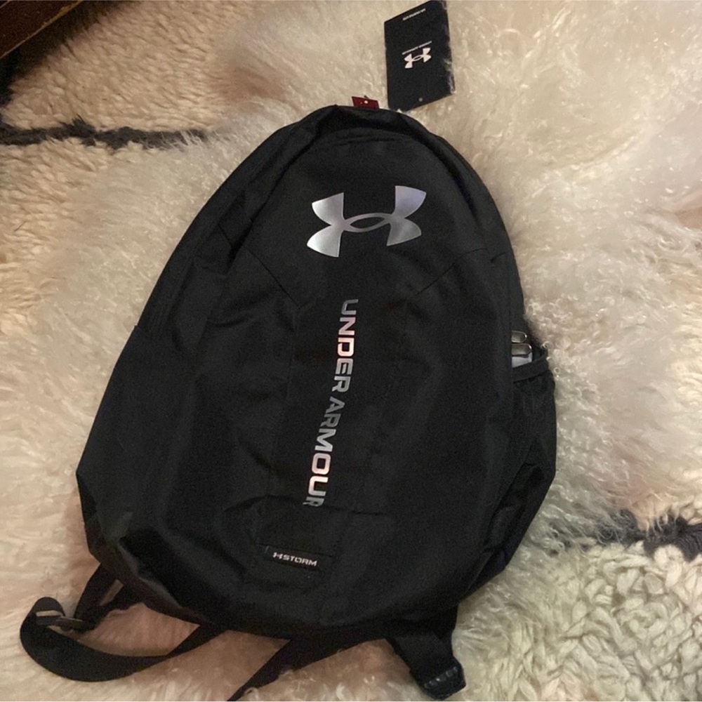 Under Armour Black and Silver Backpack with Textured Design